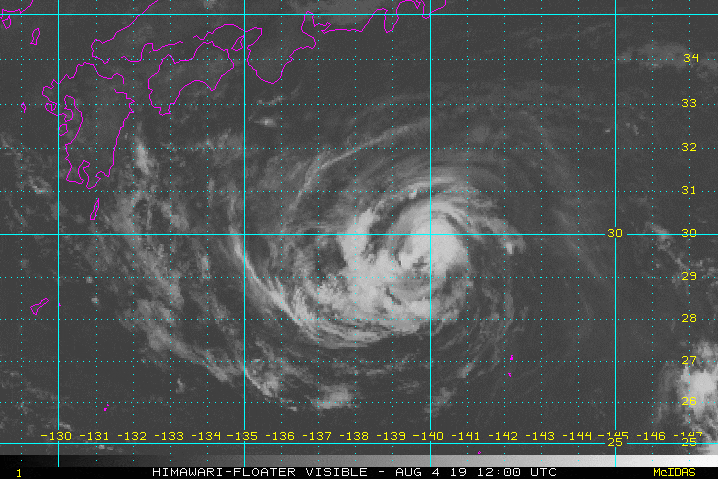 제 8호 태풍 프란시스코(201908, 09W TS Francisco), JMA 기준 태풍급으로 발달한 채 일본 큐슈 방면으로 서북서진 중. 6일 밤쯤 한반도 남동해안 부근에 2차 상륙 유력. 