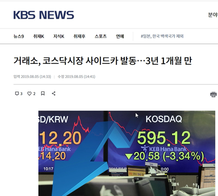  주식 코스닥 사이드카 발동 서킷브레이커 남북경협 일본 경제 이기겠다는 정부 의지 어불성설