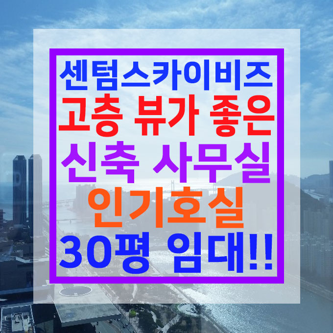  [센텀스카이비즈]해운대 센텀 사무실 임대! 신축 30평대 인기라인!