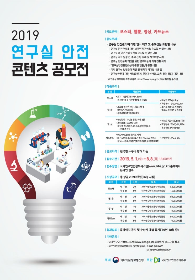  [연구안전 서포터스] 연구실, 실험실, 랩, 랩실...... 2019 연구실 안전 콘텐츠 공모전