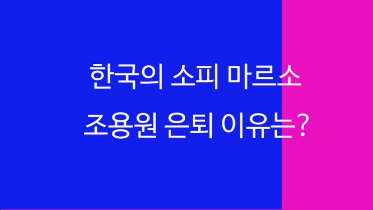  한국의 소피 마르소  조용원 은퇴 이유는?
