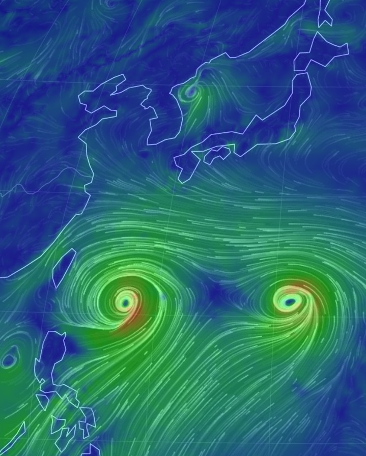 제9호 태풍 레끼마, 10호 태풍 크로사 북상/ 실시간 위치 보기