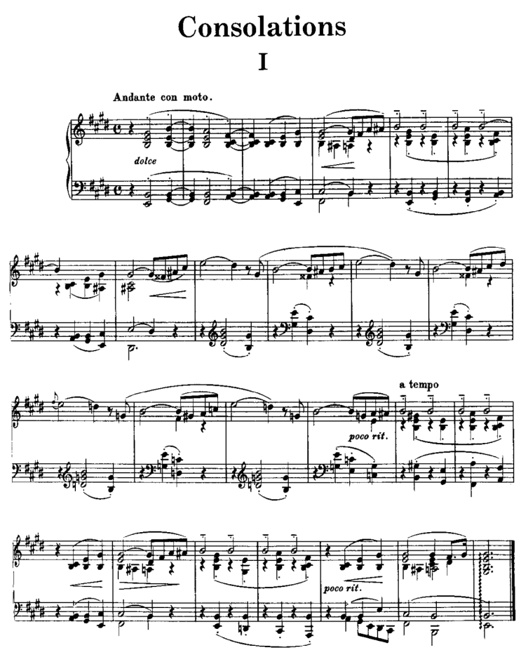 아름다운 피아노 곡 : 리스트 위로(위안) 악보, Liszt 6 Consolation for piano S.172 아름다운 피아노 곡 : 리스트 위로(위안) 악보, Liszt 6 Consolation for piano S.172
