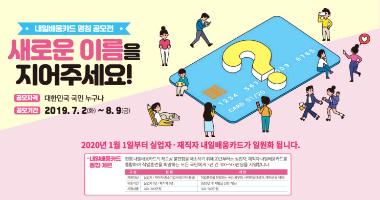 내일배움카드 명칭 공모전 , 내일배움카드의 새로운 이름을 지어주세요! 내일배움카드 명칭 공모전 , 내일배움카드의 새로운 이름을 지어주세요!