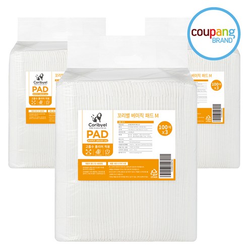  쿠팡 브랜드 - 꼬리별 베이직 애견패드 M(40 x 50cm) 100매입