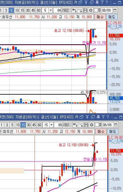 오늘의 특징주 에스엔텍 주가 단타