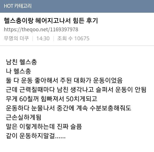 헬스 커플 이별 후기