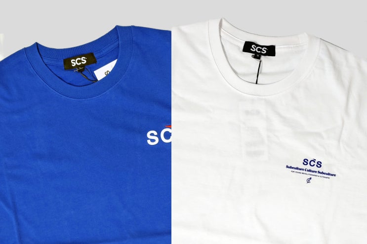 남자 반팔 티셔츠 SCS OG Logo Tee Blue, Slogan Tee White 리뷰