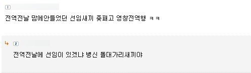  댓글 한줄로 군생활 예상 가능