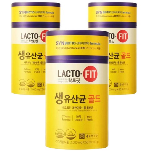  종근당건강 락토핏 생유산균 골드, 100g, 3통