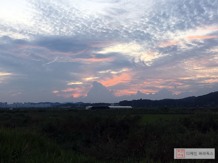  조깅 코스 변경 노을 풍경