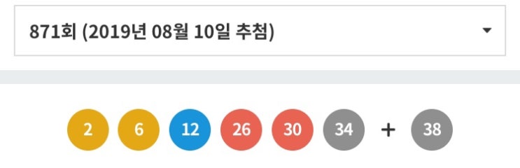  871회(2019.8.10) 로또 당첨번호 1등이 7명?