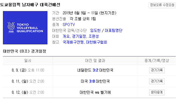 2019.08.11 도쿄올림픽 남자배구 대륙간예선 B조 최종전 대한민국 벨기에 2019.08.11 도쿄올림픽 남자배구 대륙간예선 B조 최종전 대한민국 벨기에