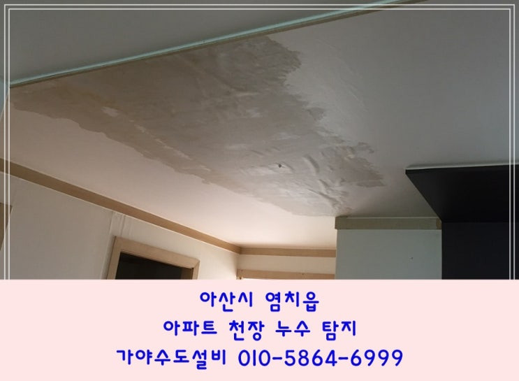  아산시 염치읍 한남프레시앙아파트 아랫층천장누수 수도배관누수탐지 물이떨어졌다안떨어졌다반복돼요