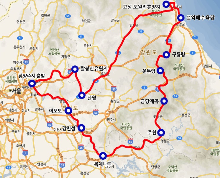  2019 여름 휴가 모토캠핑 - 충청도---강원도