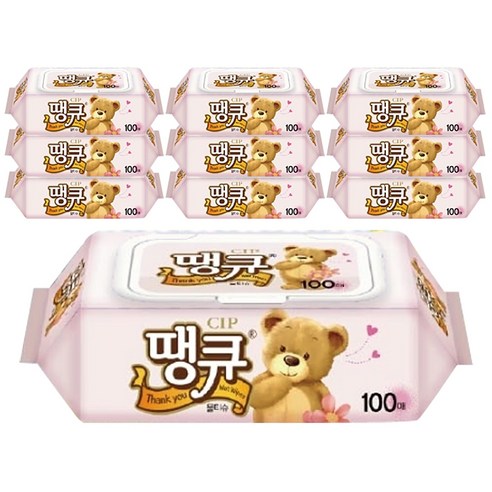  땡큐 물티슈 캡형, 100매, 10개