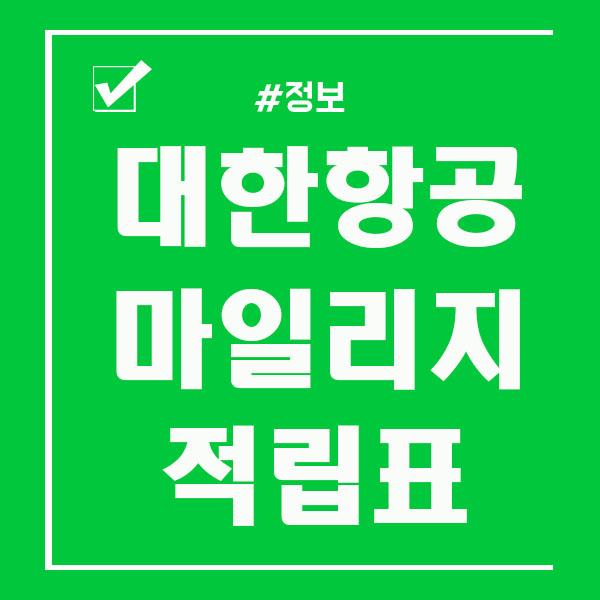  대한항공 마일리지 적립표 확인은 여기서