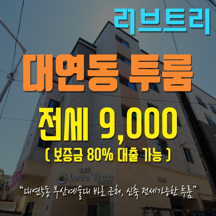 대연동 투룸 / 대연5동 신축 투룸 부산예술대 바로 앞 8월 중 입주 가능 / 부산예술대 학생, 직장인 거주 추천 / 러브트리