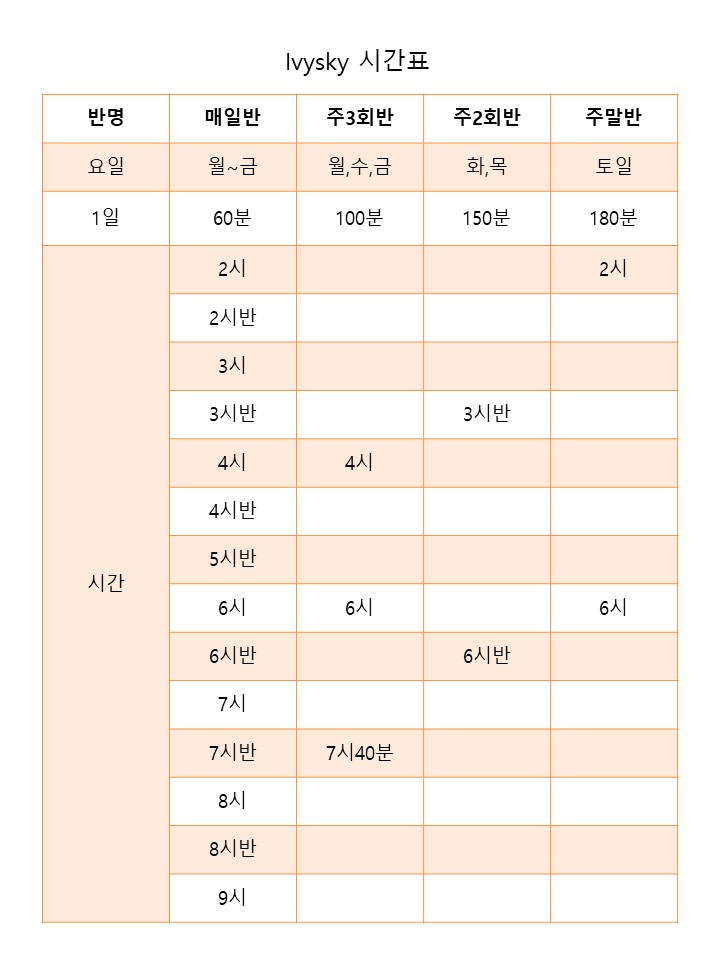  Time Table
