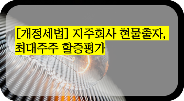  [개정세법] 지주회사 현물출자, 최대주주 할증평가
