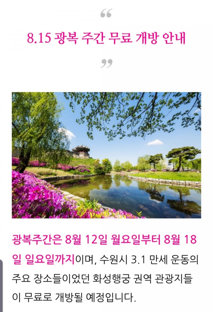  #수원광교박물관 #광복절 #8.15 광복절 #광복주간 #무료개방