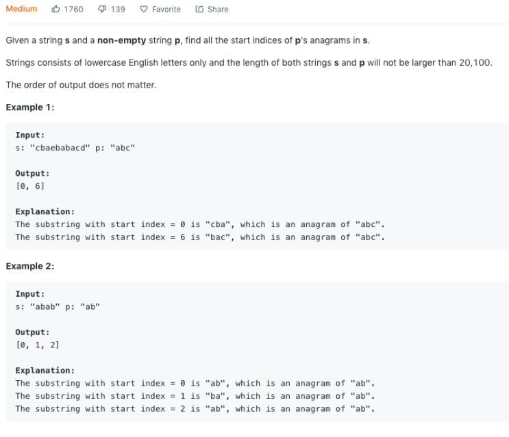  438. Find All Anagrams in a String (java)