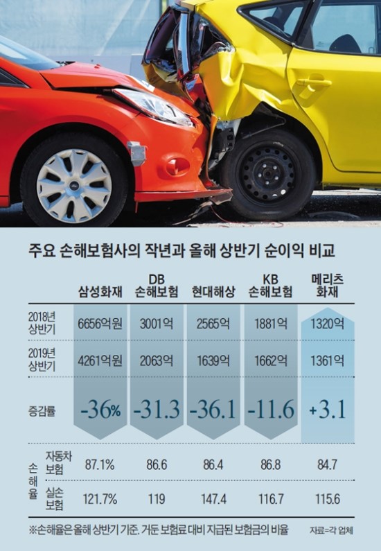 차·실손 보험에 치여… 손보사 실적 펑크 차·실손 보험에 치여… 손보사 실적 펑크