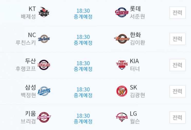 2019.08.14 KBO(프로야구) (한화 NC | KIA[기아] 두산 | 롯데 KT | LG 키움 | SK 삼성)