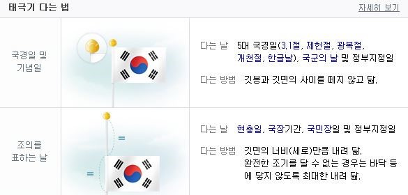  우천시 태극기 달기,태극기 다는법,태극기 게양법