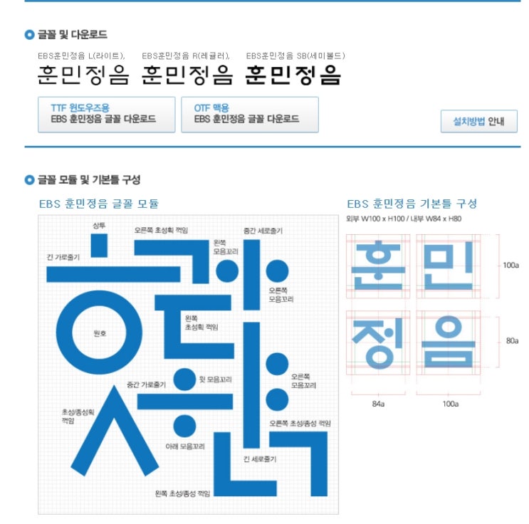  훈민정음체 주시경체 폰트(무료폰트) 및 자세한 설치방법