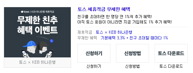  토스 무제한 적금!! - 친구초대시 1% 연금리 추가