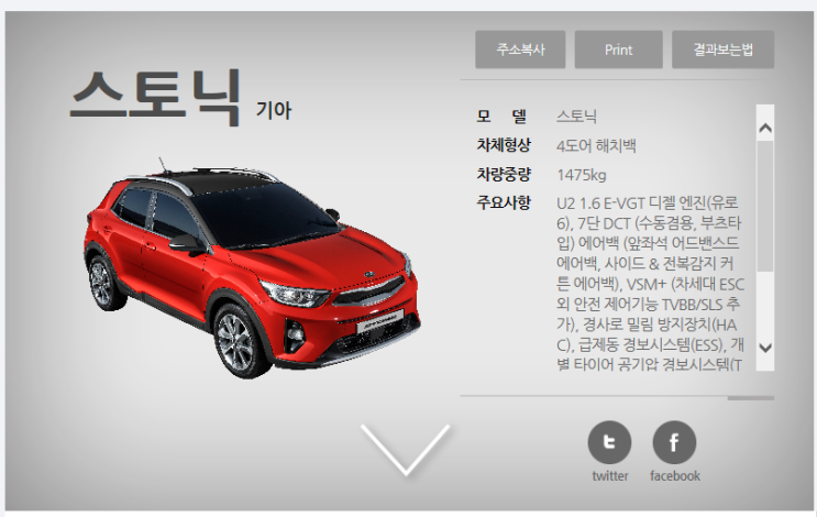  기아차 스토닉 [기아] KNCAP 테스트 결과