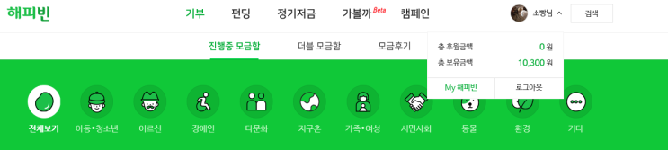  (해피빈 기부)왼손이 한일을 오른손이 알게하라!! 동참해요~
