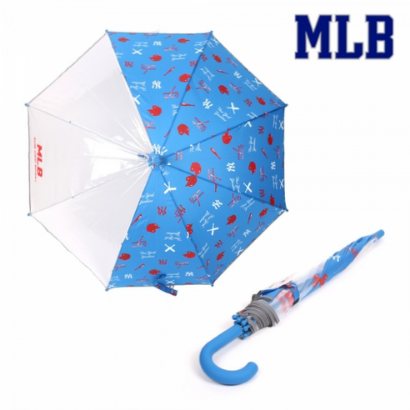  (25% 할인)MLB키즈 NY헬멧패턴 블루 3폭투명 장우산MLB키즈