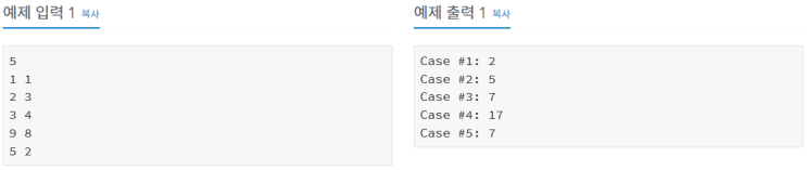  [백준/BOJ] 11021번 A+B - 7