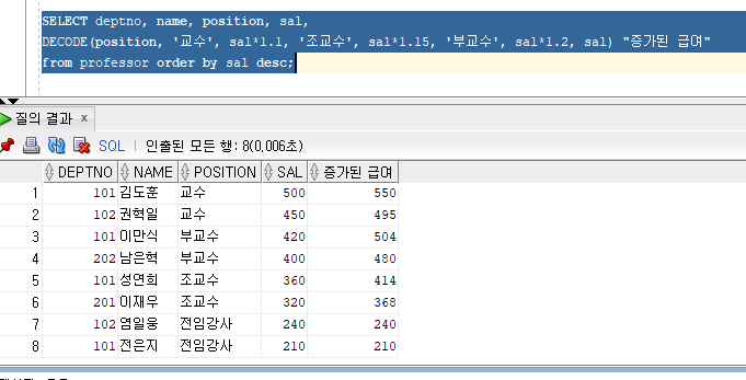 오라클 : Single-Row Fuction, LPAD(), LTRIM(), TRANSLATE(), TRUNC(), DECODE ...