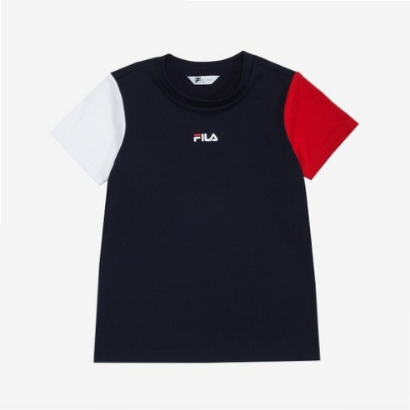  (40% 할인)[휠라키즈] 헤리티지 소매 컬러 블록 라운드 티셔츠 (K2RSZ680X_INA)휠라키즈