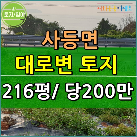  거제 사등면 4차선 도로 접한 바다조망의 상업용 적지 토지 매매