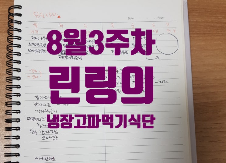  8월 3주차 일주일식단표 및 냉장고파먹기메뉴