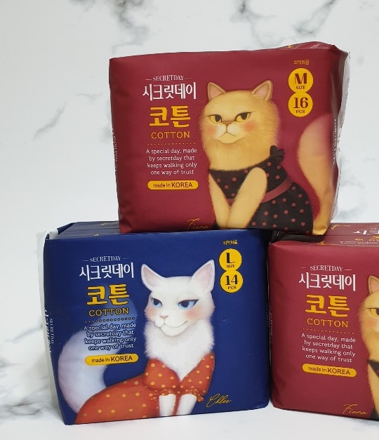 국내브랜드 시크릿데이 코튼 생리대 안전해
