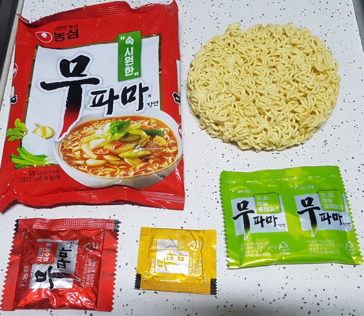  농심 무파마 탕면 라면 영양성분 정보, 칼로리(열량), 물양/조리법