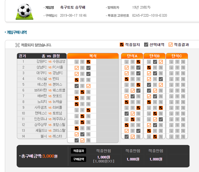 축구 승무패는 맨날 9개 