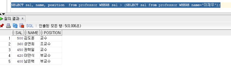  Query의 효율을 높이기 위한 SUBQUERY