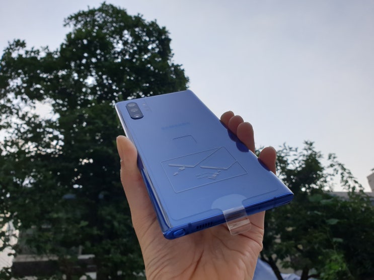  갤럭시노트10+(플러스)5G, 아우라 글로우, 블루 색상 공시지원금 가격 개봉기