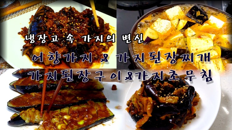  냉장고 속 가지의 변신 – 사 가지 요리 ( 어향가지 만들기, 가지 된장찌개 만들기, 가지 된장 구이 만들기, 가치 초무침 만들기, 가지요리, 자취요리, ASMR)