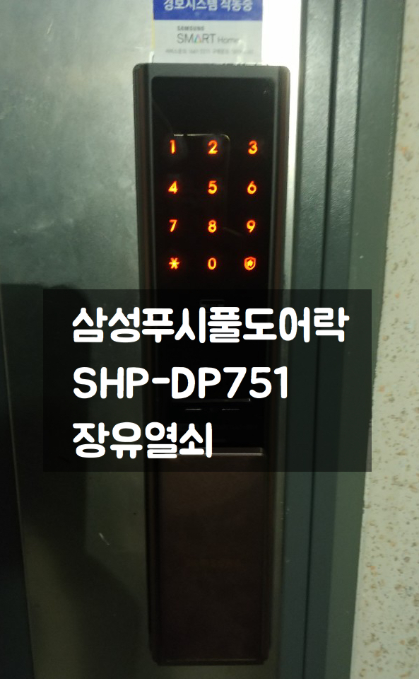 김해 장유열쇠- 번호키 도어락 삼성 푸시풀 SHP-DP751 중앙하이츠 시공