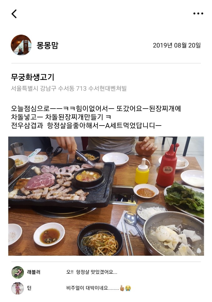  [2019.08.20] 무궁화생고기
