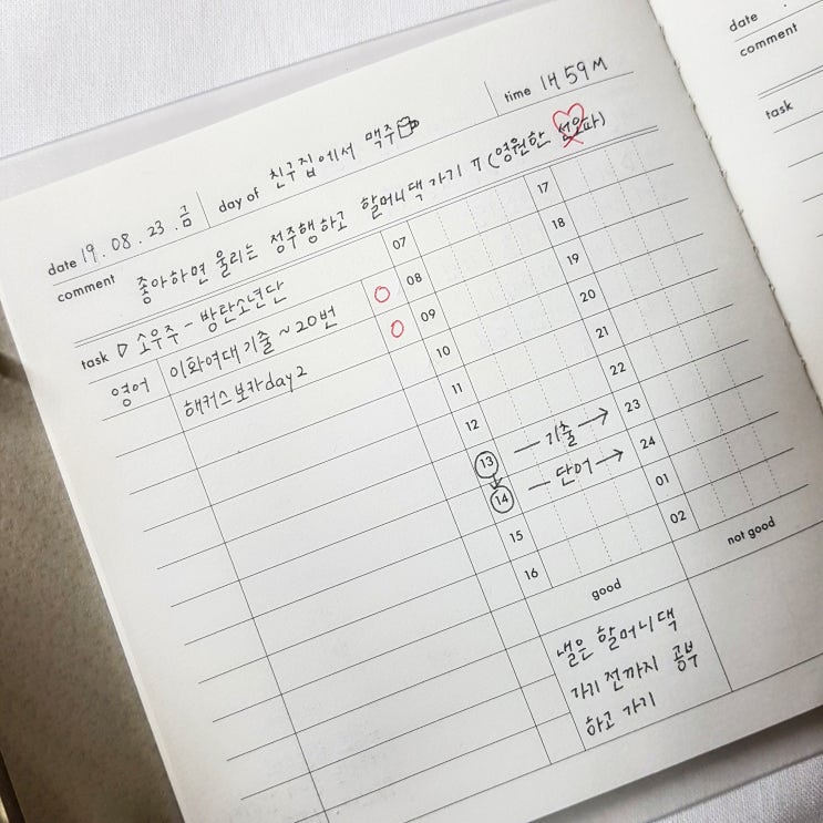 [공부블로그] 20190823 일일계획 및 실천
