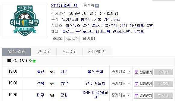 2019.08.24 K리그(프로축구) 대구FC 강원FC