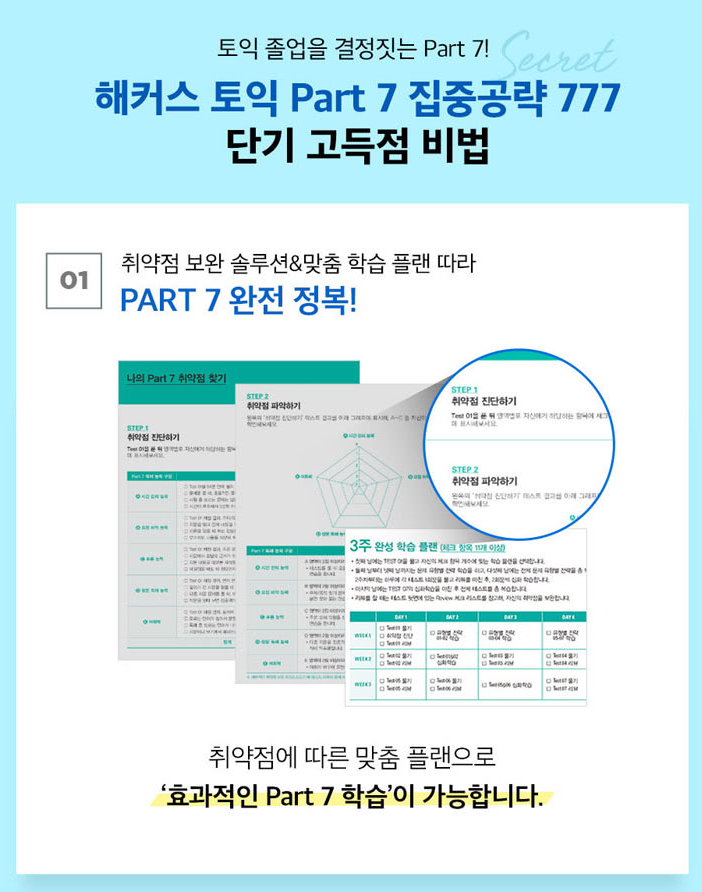  토익리딩, 부족한 부분만 집중공략 할 수 있는 파트서 !